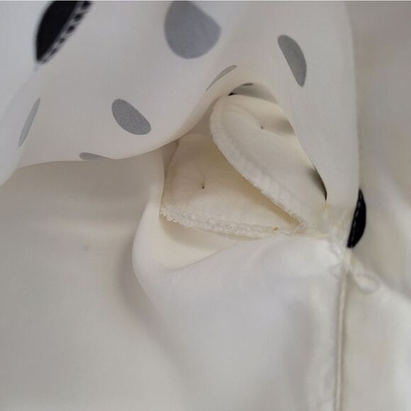 VINTAGE 90s black and white polka dot long sleeve button up tie crop top S - Picture 6 of 8
